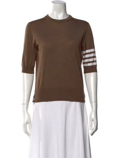 Pre-owned Thom Browne 4 Bar Stripe Virgin Wool Top In Brown