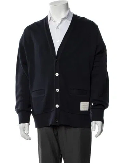 Pre-owned Thom Browne 4 Bar Stripe V-neck Cardigan In Blue