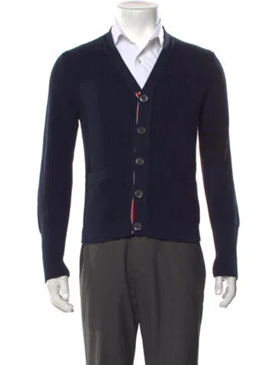 Pre-owned Thom Browne 4 Bar Stripe V-neck Cardigan In Blue