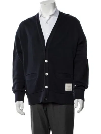 Pre-owned Thom Browne 4 Bar Stripe V-neck Cardigan In Blue
