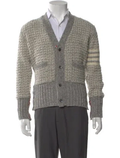 Pre-owned Thom Browne 4 Bar Stripe V-neck Cardigan In Gray