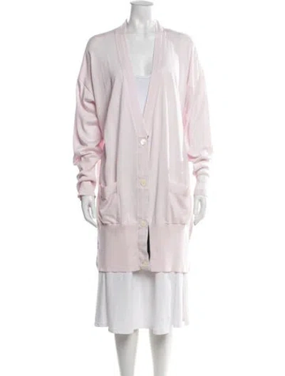 Pre-owned Thom Browne 4 Bar Stripe V-neck Sweater In Pink