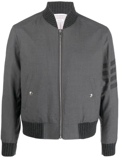 Thom Browne Bomberjacke Mit Streifen In Grey
