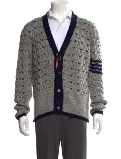 Pre-owned Thom Browne 4 Bar Stripe Wool Cardigan W/ Tags In Gray