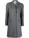 Thom Browne 4-bar Stripe Wool Coat In Grey
