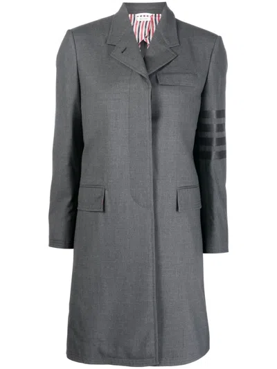 Thom Browne 4-bar Stripe Wool Coat In Grey