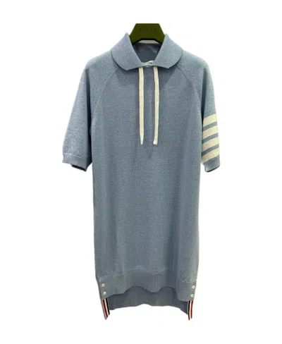 Thom Browne 4-bar Stripe Wool Dress In Blue
