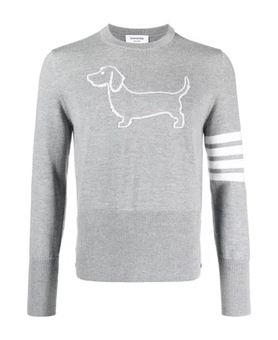 Thom Browne 4-bar Stripe Wool Jumper In Gray