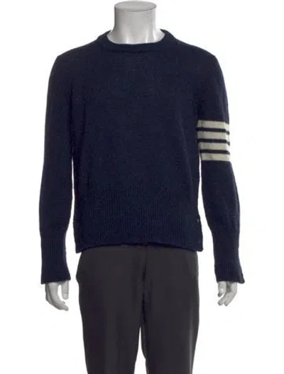 Pre-owned Thom Browne 4 Bar Stripe Wool Pullover In Blue