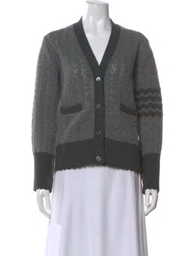 Pre-owned Thom Browne 4 Bar Stripe Wool Sweater In Gray