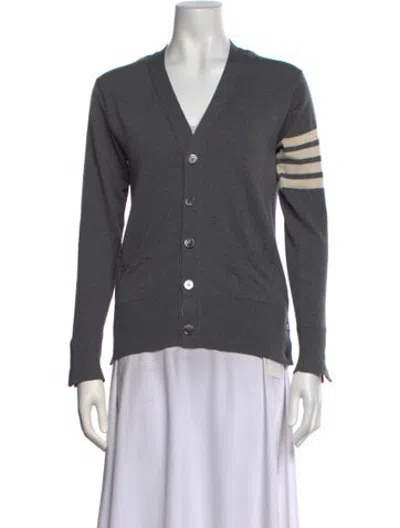 Pre-owned Thom Browne 4 Bar Stripe Wool Sweater In Grey
