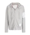 Thom Browne Mens Light Grey Striped Brand-patch Cotton-jersey Hoody In Gray