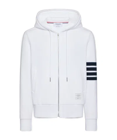 Thom Browne 4-bar Stripe Zipped Hoodie In White