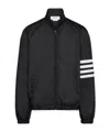 Thom Browne Jacket High Collar Elastic Cuffs Stripe Sleeves In Black