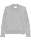 Thom Browne 4-bar Stripe Zipped Polo Shirt In Gray