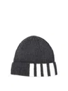 Thom Browne 4-bar Striped Cashmere Beanie In Dark Grey