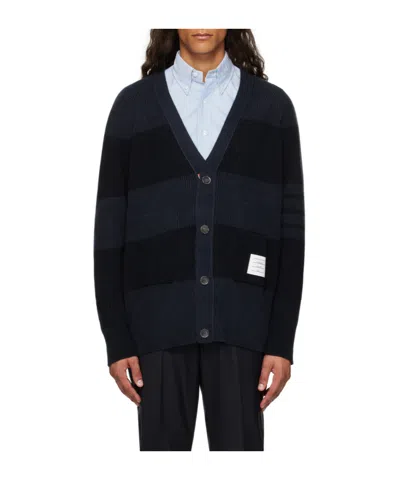Thom Browne 4-bar Striped Cashmere Cardigan In Black