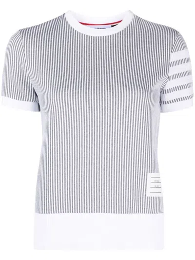 Thom Browne 4-bar Striped Knitted Top In Grey