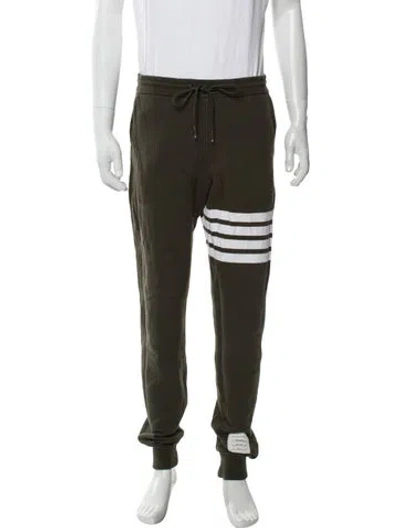 Pre-owned Thom Browne 4 Bar Striped Lounge Bottoms In Green