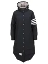 Thom Browne Navy Blue Feather Down 4-bar Coat In Navy