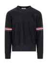 Thom Browne Rwb Intarsia Armband Tweed Pullover In Blue