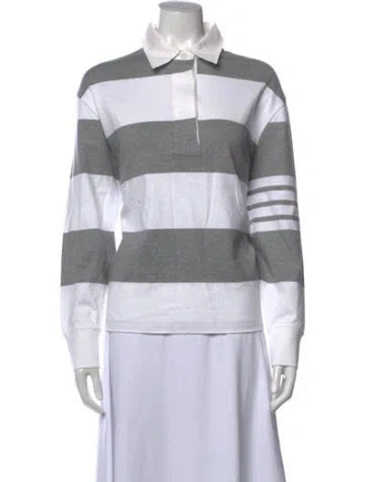 Pre-owned Thom Browne 4 Bar Striped Polo In Gray