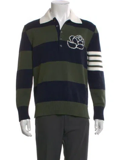 Pre-owned Thom Browne 4 Bar Striped Polo Sweater W/ Tags In Green