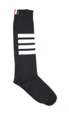 Thom Browne 4-bar Cotton Blend Mid Calf Socks In Blue