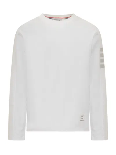 Thom Browne 4-bar Striped T-shirt In White