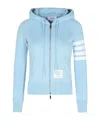 Thom Browne 4-bar Striped Zip-up Drawstring Hoodie In Blue