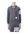 Thom Browne Men's Zip-up Bar Striped Hoodie In Gray
