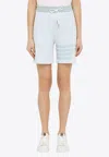 Thom Browne Light Blue Striped Cotton Bermuda Shorts Women In Light Blue