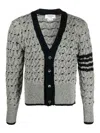 THOM BROWNE 4-BAR STRIPES CABLE-KNIT CARDIGAN