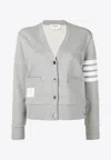 Thom Browne 4-bar Stripes Cardigan In Gray