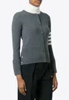 Thom Browne 4-bar Stripes Cashmere Cardigan In Gray