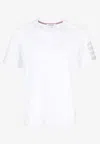 Thom Browne 4-bar Stripes Crewneck T-shirt In White