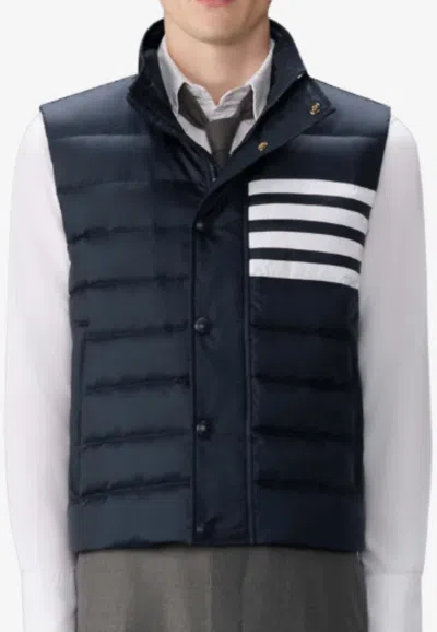 Thom Browne 4-bar Stripes Down Vest In Blue