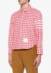 Thom Browne Round Hem Zip Up Shirt With T Bar Puller In Red