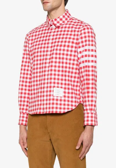 THOM BROWNE 4-BAR STRIPES GINGHAM CHECK SHIRT