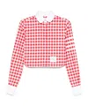 Thom Browne 4-bar Gingham Check Flannel Crop Button-up Shirt In Red