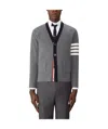 Thom Browne 4-bar Stripes Intarsia-knit Cardigan In Gray