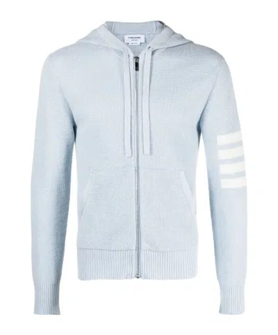 Thom Browne 4 Bar Stripes Intarsia-knit Cardigan In 480 Light Blue