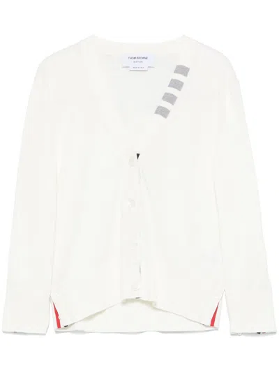 Thom Browne 4 Bar Stripes Jersey Cardigan In White