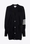 Thom Browne 4-bar Knitted Cardigan In Navy