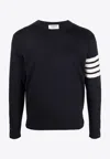 Thom Browne Milano Stitch Crew Neck Pullover In Navy