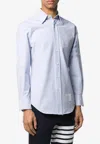 Thom Browne Straight Fit Cotton Oxford Button-down Shirt In Blue