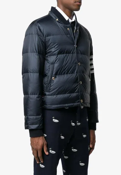 Thom Browne 4-bar Stripes Matte Nylon Puffer Jacket In Blue