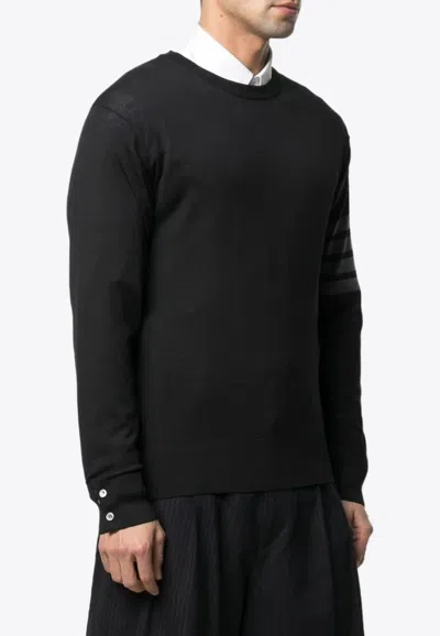 Thom Browne 4-bar Stripes Merino Wool Sweater In Black