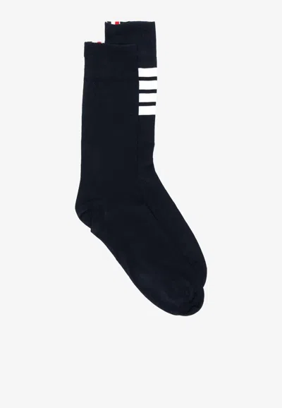 Thom Browne 4-bar Stripes Mid-calf Socks In Navy