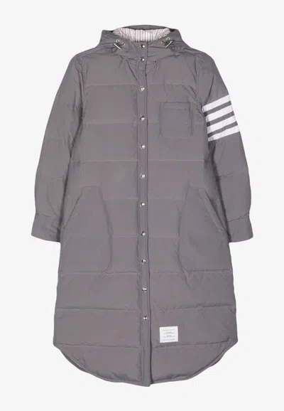 Thom Browne Side-stripe-detail Padded Coat In Grey
